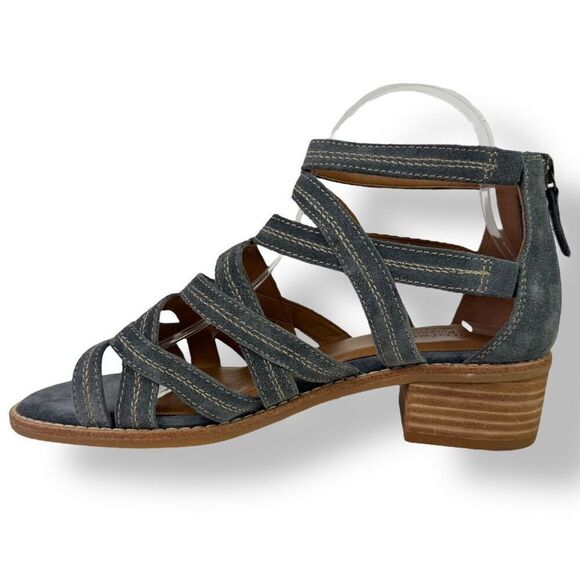 Comfortiva Betha Gladiator Sandals Blue Strappy Cage Cut Out Heels Women’s 9 W - Picture 4 of 12